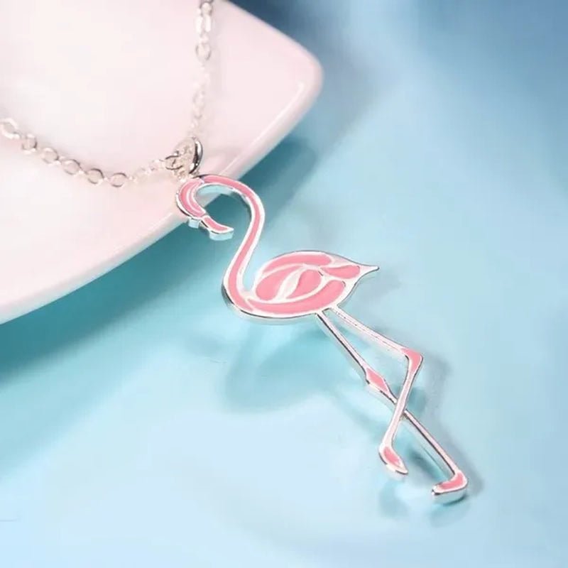 Romantic Elegant Engagement Wedding Linkchain Animal Shape Flamingo Pendant Necklace - WORLD TIME VISITS
