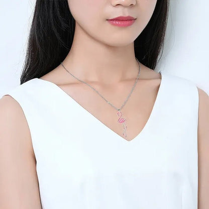 Romantic Elegant Engagement Wedding Linkchain Animal Shape Flamingo Pendant Necklace - WORLD TIME VISITS