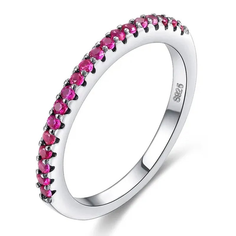 Silver White Sapphire White Sapphire & Aquamarine & Sapphire & Ruby & Tanzanite Ring Rings Natural Gemstones Birthstone Engagement Ring - WORLD TIME VISITS