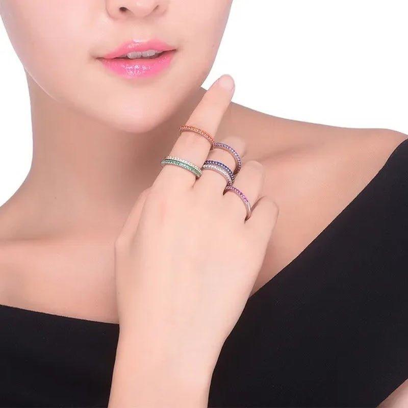 Silver White Sapphire White Sapphire & Aquamarine & Sapphire & Ruby & Tanzanite Ring Rings Natural Gemstones Birthstone Engagement Ring - WORLD TIME VISITS