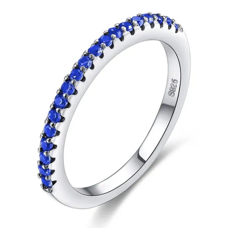 Silver White Sapphire White Sapphire & Aquamarine & Sapphire & Ruby & Tanzanite Ring Rings Natural Gemstones Birthstone Engagement Ring - WORLD TIME VISITS
