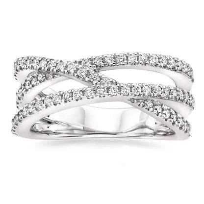 Simple Cross Twist Design Wedding Rings for Woman Full Paved CZ Stone Exquisite Female Finger - ring Statement Jewelry Anniversary Gift - WORLD TIME VISITS