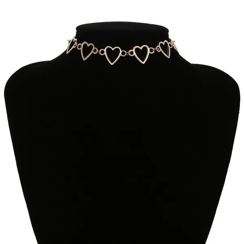 Simple Metal Heart Shape Choker Necklace for Women Fashion Elegant Geometric Collar Punk Jewelry Gift - WORLD TIME VISITS
