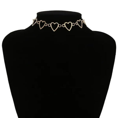 Simple Metal Heart Shape Choker Necklace for Women Fashion Elegant Geometric Collar Punk Jewelry Gift - WORLD TIME VISITS