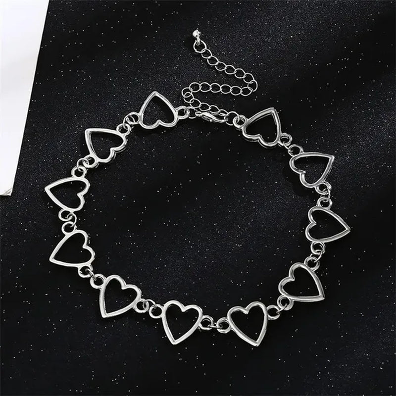 Simple Metal Heart Shape Choker Necklace for Women Fashion Elegant Geometric Collar Punk Jewelry Gift - WORLD TIME VISITS
