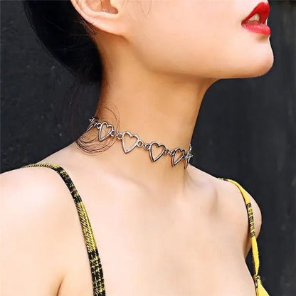 Simple Metal Heart Shape Choker Necklace for Women Fashion Elegant Geometric Collar Punk Jewelry Gift - WORLD TIME VISITS