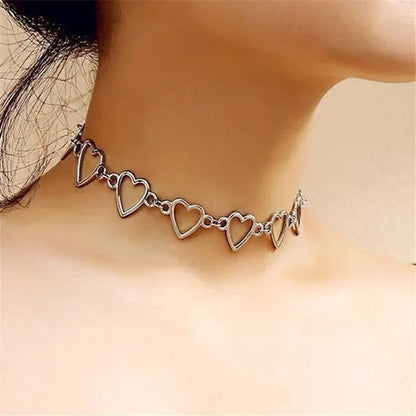 Simple Metal Heart Shape Choker Necklace for Women Fashion Elegant Geometric Collar Punk Jewelry Gift - WORLD TIME VISITS