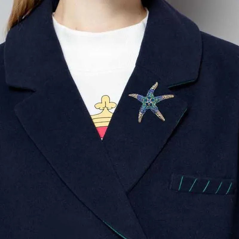 starfish brooches Blue Rhinestone Starfish Brooch Fashion colorful bridesmaid wedding For Woman - WORLD TIME VISITS