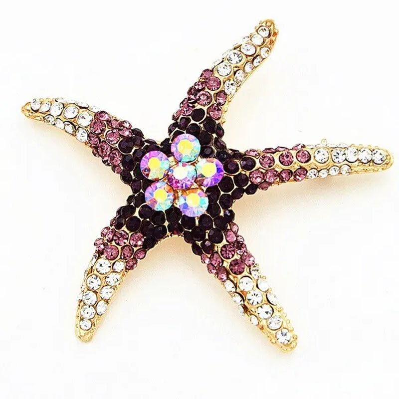 starfish brooches Blue Rhinestone Starfish Brooch Fashion colorful bridesmaid wedding For Woman - WORLD TIME VISITS
