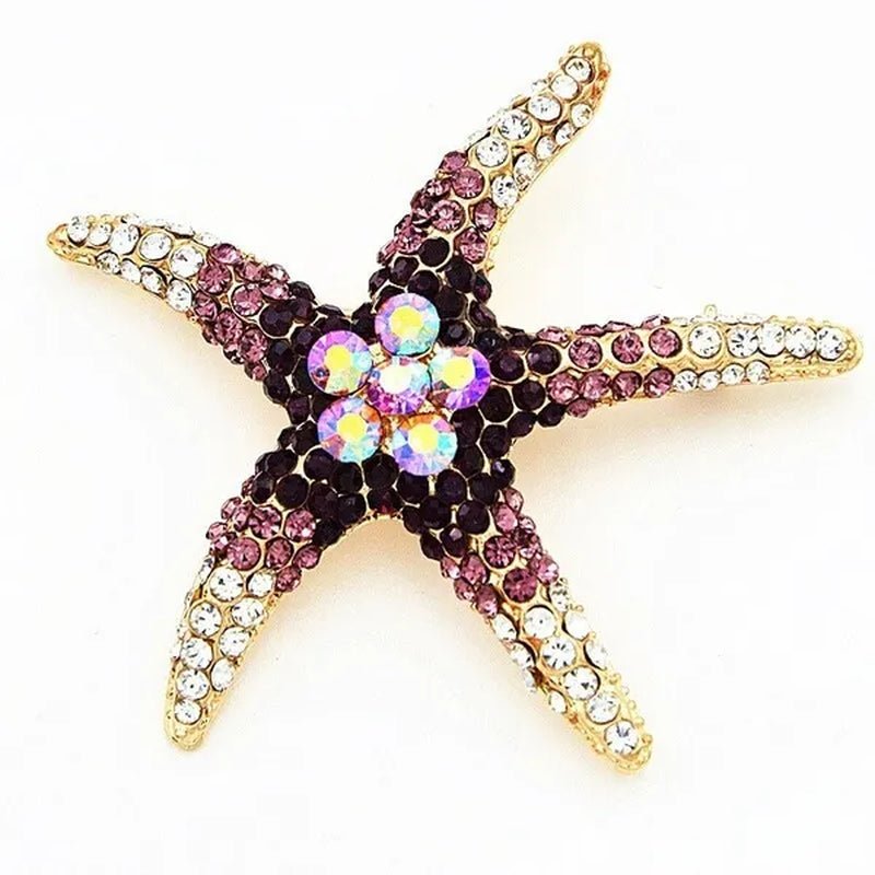 starfish brooches Blue Rhinestone Starfish Brooch Fashion colorful bridesmaid wedding For Woman - WORLD TIME VISITS