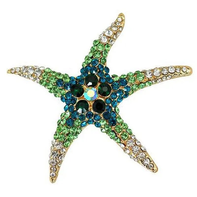 starfish brooches Blue Rhinestone Starfish Brooch Fashion colorful bridesmaid wedding For Woman - WORLD TIME VISITS