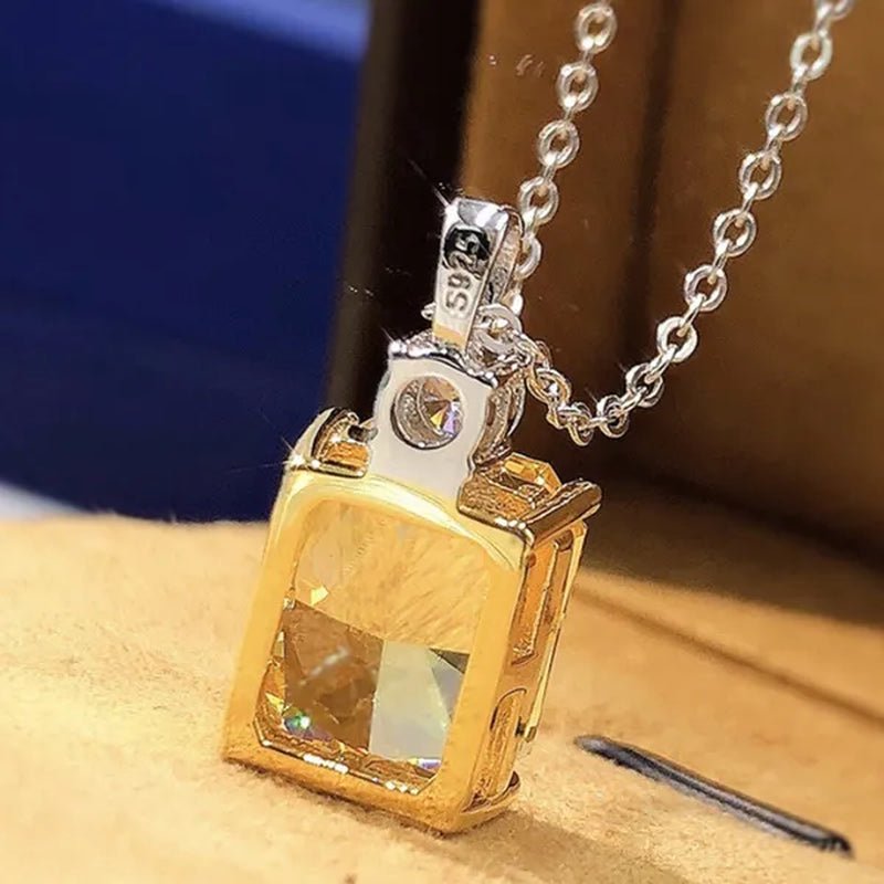 Trendy Silver Plated Square Cut Citrine Gemstone Pendant Necklace for Women Daily Casual Party Jewelry - WORLD TIME VISITS