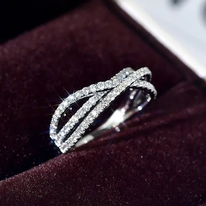 Trendy Twisted Ring for Women Bride Jewelry Wedding Engagement Anniversary Party Band Gift - WORLD TIME VISITS