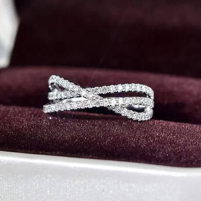 Trendy Twisted Ring for Women Bride Jewelry Wedding Engagement Anniversary Party Band Gift - WORLD TIME VISITS