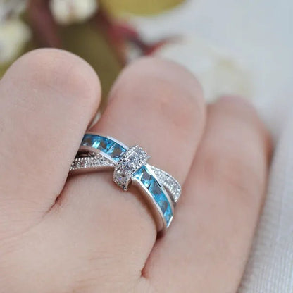 Trendy Women Rings with Brilliant Cubic Zirconia Luxury Engagement Rings Fashion Wedding Party Jewelry - WORLD TIME VISITS