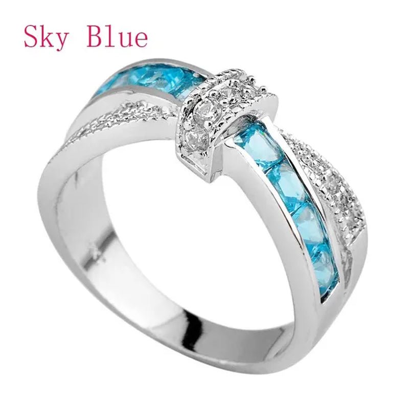 Trendy Women Rings with Brilliant Cubic Zirconia Luxury Engagement Rings Fashion Wedding Party Jewelry - WORLD TIME VISITS
