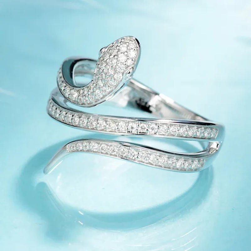 Unique Design Personality Snake Ring Exquisite 925 Sterling Silver Jewelry for Women Rings White Sapphire Diamond Engagement Band Fashion Bride Wedding Accessories Anniversary Gift Size 4 - 12 Bague Femme - WORLD TIME VISITS