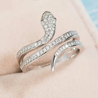 Unique Design Personality Snake Ring Exquisite 925 Sterling Silver Jewelry for Women Rings White Sapphire Diamond Engagement Band Fashion Bride Wedding Accessories Anniversary Gift Size 4 - 12 Bague Femme - WORLD TIME VISITS