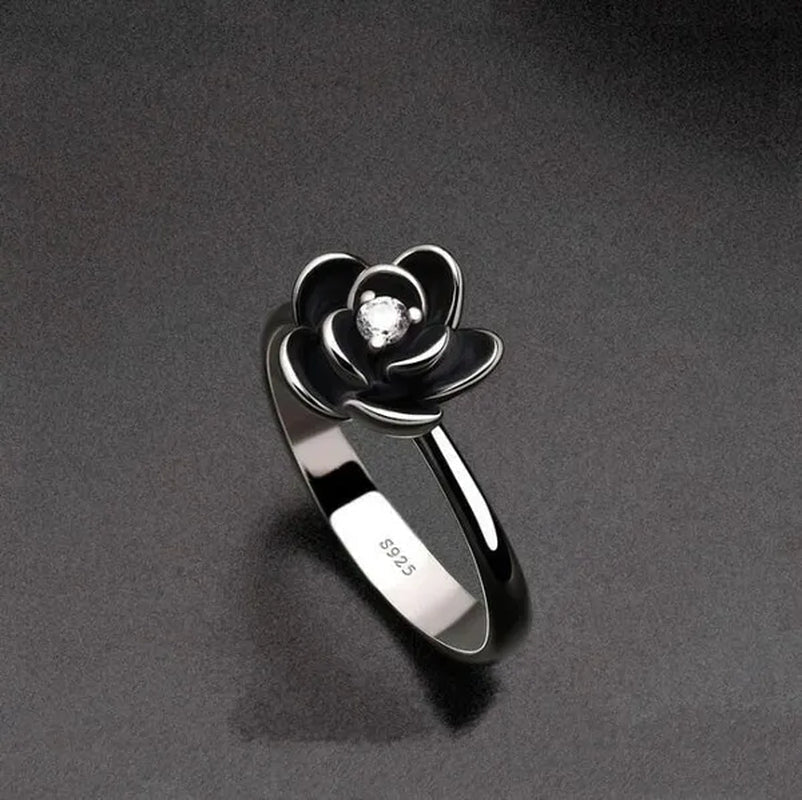 US European Creative New Women Fashion Jewelry Naturalzircon Rose Inlaidzircon Ring Ladies Vintage Black Drip flowers Ring Engagement Wedding Ring Anniversary Gift Jewelry Size 4 - 11 - WORLD TIME VISITS