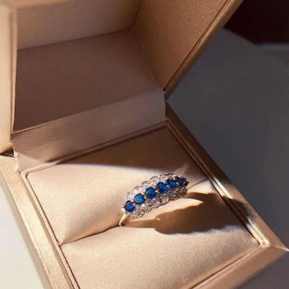 Very Attractive Diamond 925 Sterling Silver Jewelry Blue Sapphire Ring Bride Engagement Wedding Ring Size 5 - 10 - WORLD TIME VISITS