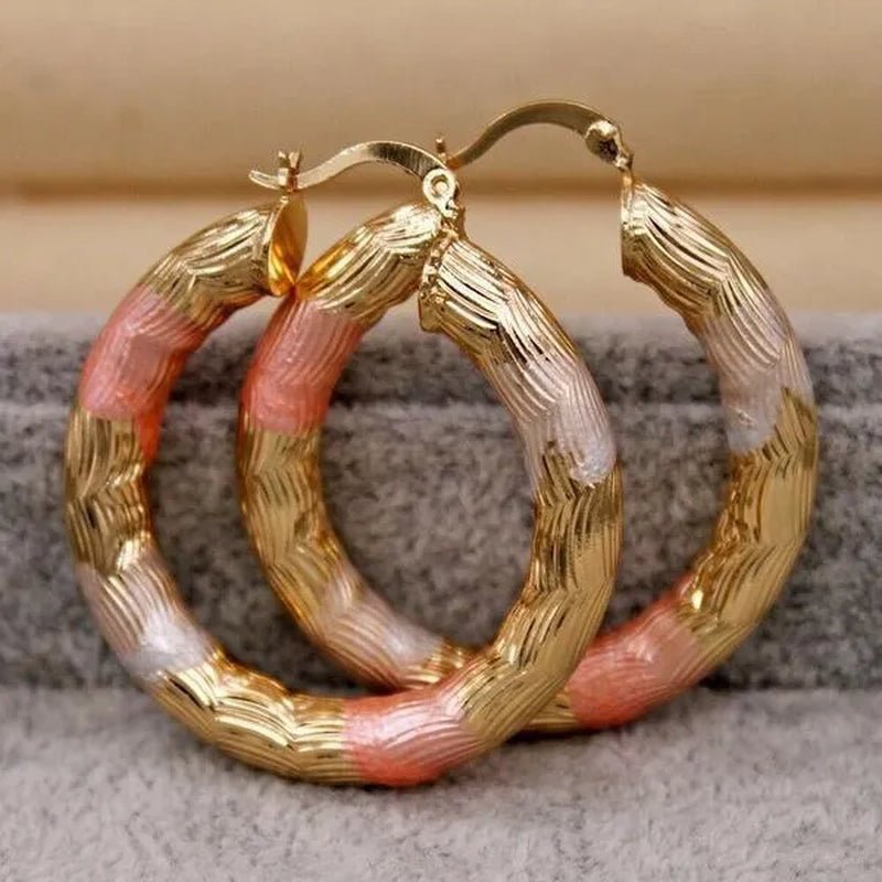 Vintage Geometric Hoop Earrings Gold Plated Earrings for Women Round Earrings Personality Spiral Stud Earrings Bride Wedding Engagement Anniversary Gift Jewelry - WORLD TIME VISITS