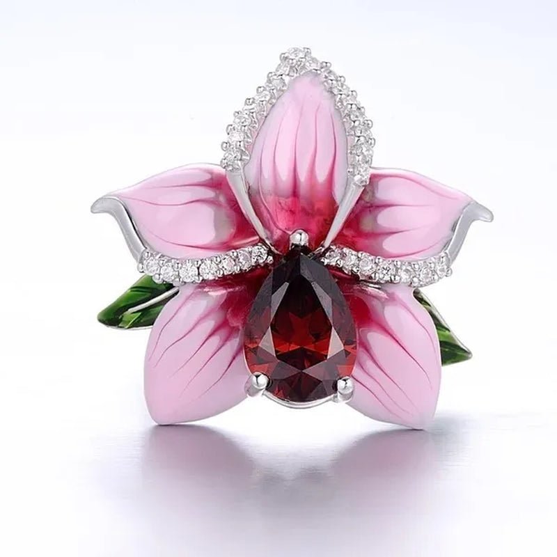 Woman's Rose Ring Jewelry 925 Sterling Silver Natural Gem Ruby Diamond Ring Bridal Party Engagement Wedding Ring Jewelry Size US5 - 11 - WORLD TIME VISITS