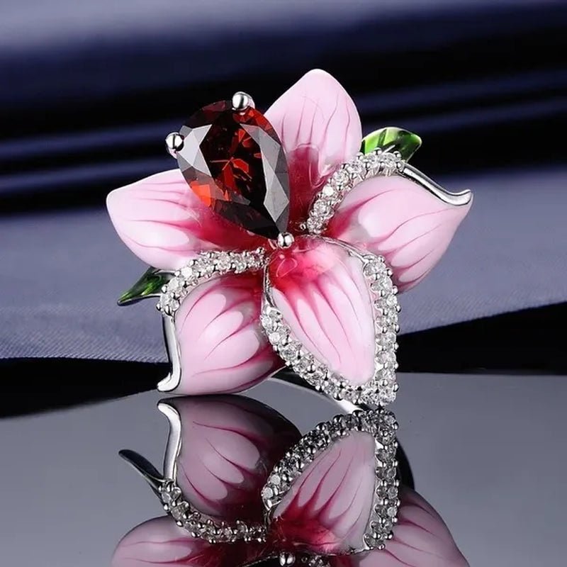 Woman's Rose Ring Jewelry 925 Sterling Silver Natural Gem Ruby Diamond Ring Bridal Party Engagement Wedding Ring Jewelry Size US5 - 11 - WORLD TIME VISITS