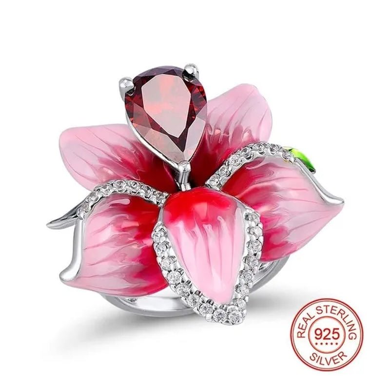 Woman's Rose Ring Jewelry 925 Sterling Silver Natural Gem Ruby Diamond Ring Bridal Party Engagement Wedding Ring Jewelry Size US5 - 11 - WORLD TIME VISITS