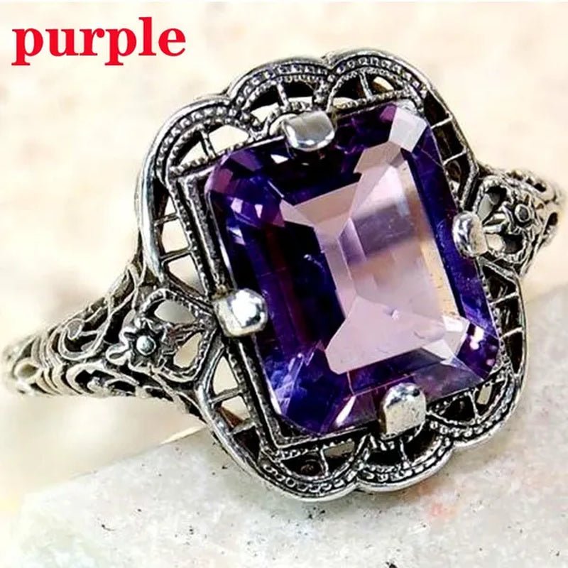 Women 2.8CT Yellow Gems 925 Silver Plated Ring Jewelry (Choice Color and Size ) - WORLD TIME VISITS