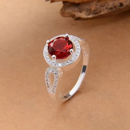 Women 925 Silver Plated Ruby Wedding Promise Party Ring Size 6 - 10 (Choice Size ) - WORLD TIME VISITS