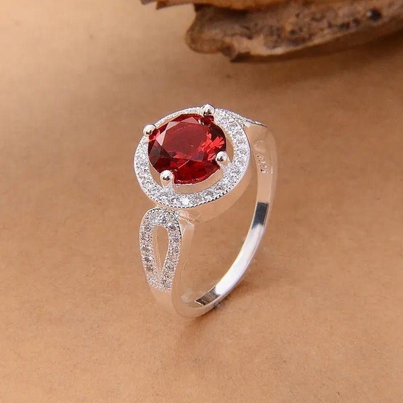 Women 925 Silver Plated Ruby Wedding Promise Party Ring Size 6 - 10 (Choice Size ) - WORLD TIME VISITS