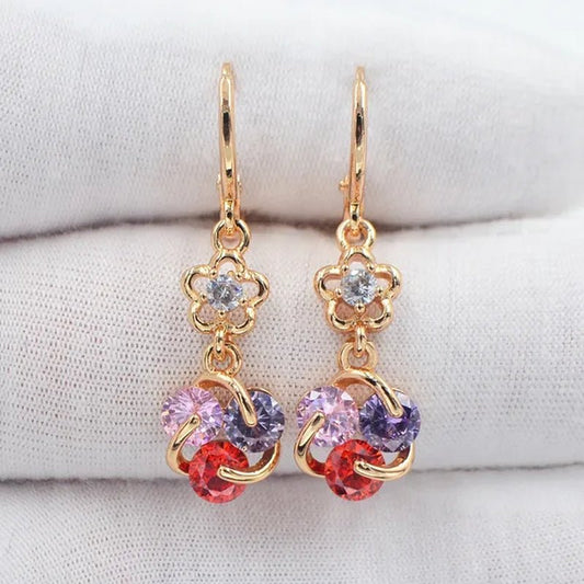 Women Rainbow CZ Cubic Zirconia Knot Drop Dangle Earrings Jewelry - WORLD TIME VISITS