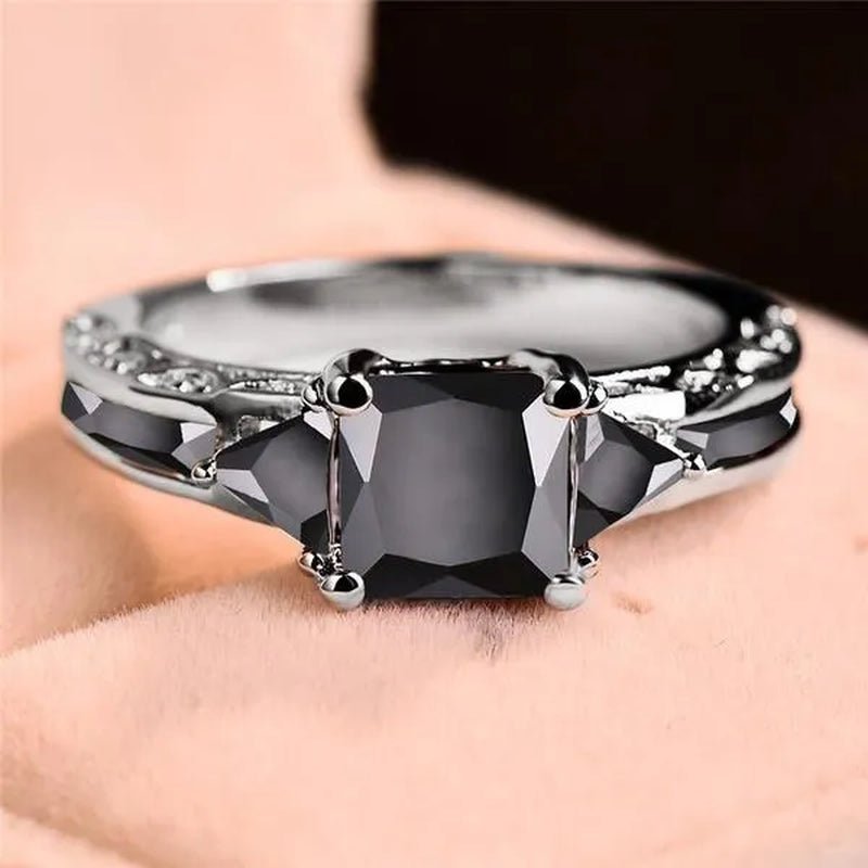 Women's Fashion 925 Silver Plated Green Gemstone CZ Ring Topaz Ring Bride Engagement Wedding Ring Jewelry Size 5 - 10 (Choice Color) - WORLD TIME VISITS