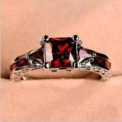 Women's Fashion 925 Silver Plated Green Gemstone CZ Ring Topaz Ring Bride Engagement Wedding Ring Jewelry Size 5 - 10 (Choice Color) - WORLD TIME VISITS