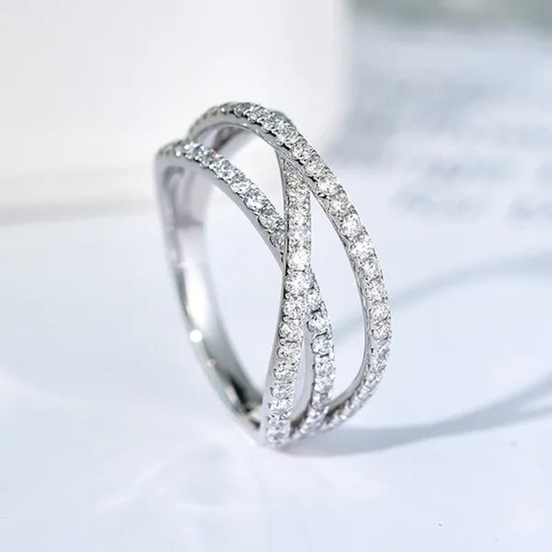 Women's Fashion 925 Sterling Silver Twisted White Sapphire Ring Elegant Female Bride Proposal Engagement Wedding Diamond Rings for Women Bride Jewelry Party Gift - WORLD TIME VISITS