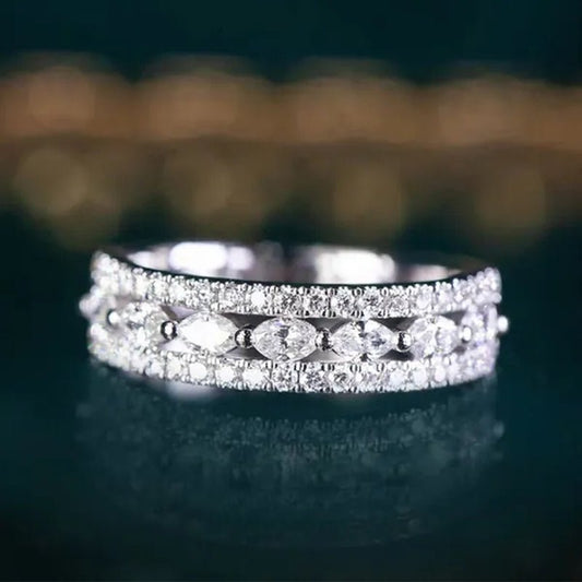 Women's Fashion Ring Marquise Cut Rings for Women Princess Proposal Engagement Party Accessories Elegant Female Bride Wedding Band Anniversary Gift Size 4 - 12 Bague Femme - WORLD TIME VISITS