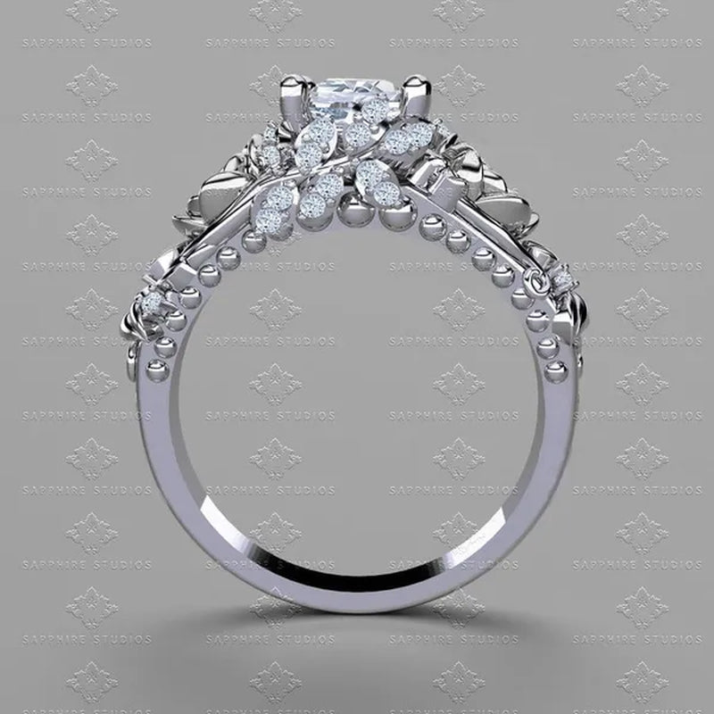 Women's Jewelry 925 Silver&Rose Gold White Sapphire Diamond Rose Flower Ring Bridal Wedding Engagement Ring - WORLD TIME VISITS