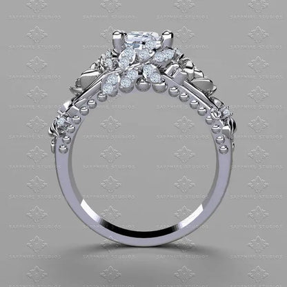 Women's Jewelry 925 Silver&Rose Gold White Sapphire Diamond Rose Flower Ring Bridal Wedding Engagement Ring - WORLD TIME VISITS
