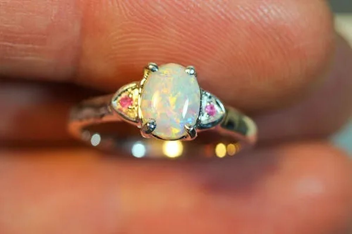 Women's Jewelry Oval Fire Opal&Ruby 925 Sterling Silver Rings 5 - 10 - WORLD TIME VISITS