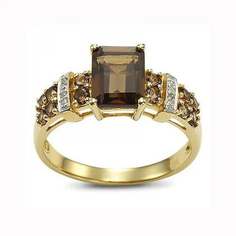 Women's Men Brown Sapphire 18K Golden Plated Ring Jewelry Size 6 - 10 (Choice Color and Size ) - WORLD TIME VISITS