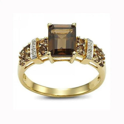 Women's Men Brown Sapphire 18K Golden Plated Ring Jewelry Size 6 - 10 (Choice Color and Size ) - WORLD TIME VISITS