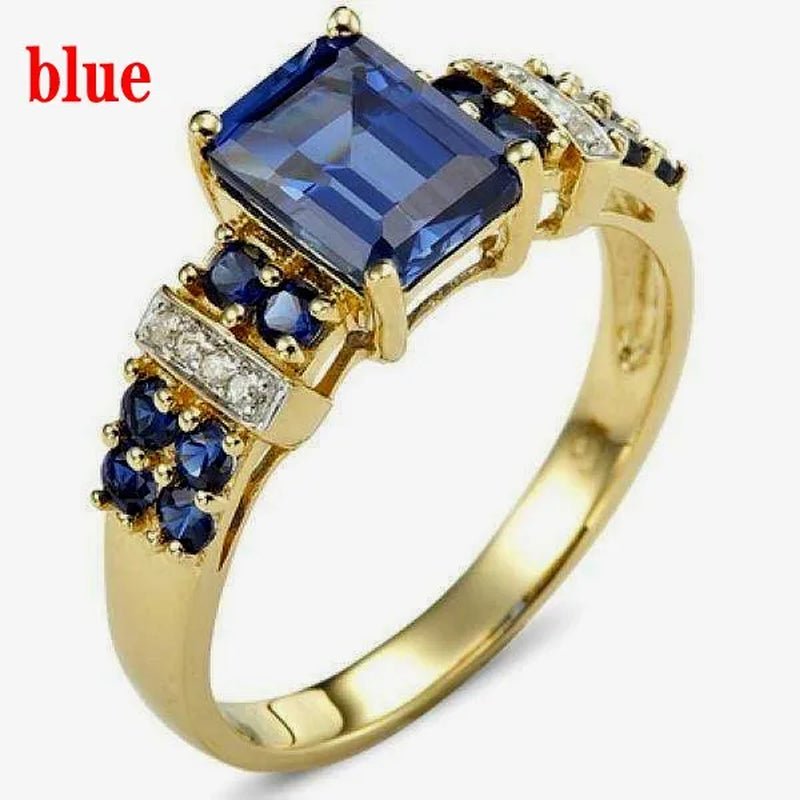 Women's Men Brown Sapphire 18K Golden Plated Ring Jewelry Size 6 - 10 (Choice Color and Size ) - WORLD TIME VISITS