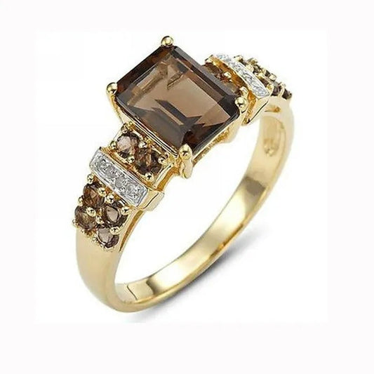 Women's Men Brown Sapphire 18K Golden Plated Ring Jewelry Size 6 - 10 (Choice Color and Size ) - WORLD TIME VISITS