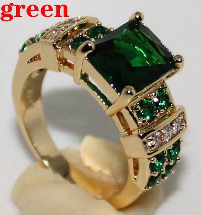 Women's Men Brown Sapphire 18K Golden Plated Ring Jewelry Size 6 - 10 (Choice Color and Size ) - WORLD TIME VISITS