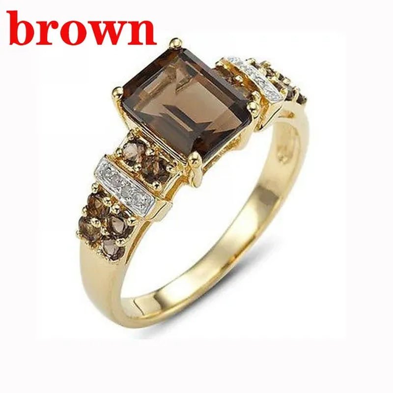 Women's Men Brown Sapphire 18K Golden Plated Ring Jewelry Size 6 - 10 (Choice Color and Size ) - WORLD TIME VISITS