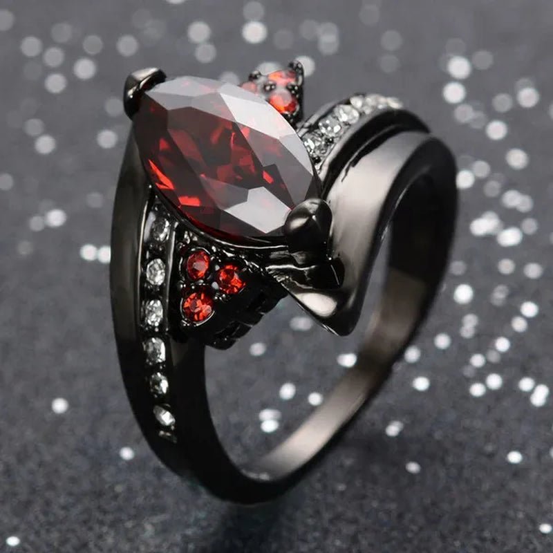 Women's Rings Size 6 - 10 Black Sapphire CZ 14K Black Golden Plated Wedding Ring (Choice Color and Size ) - WORLD TIME VISITS