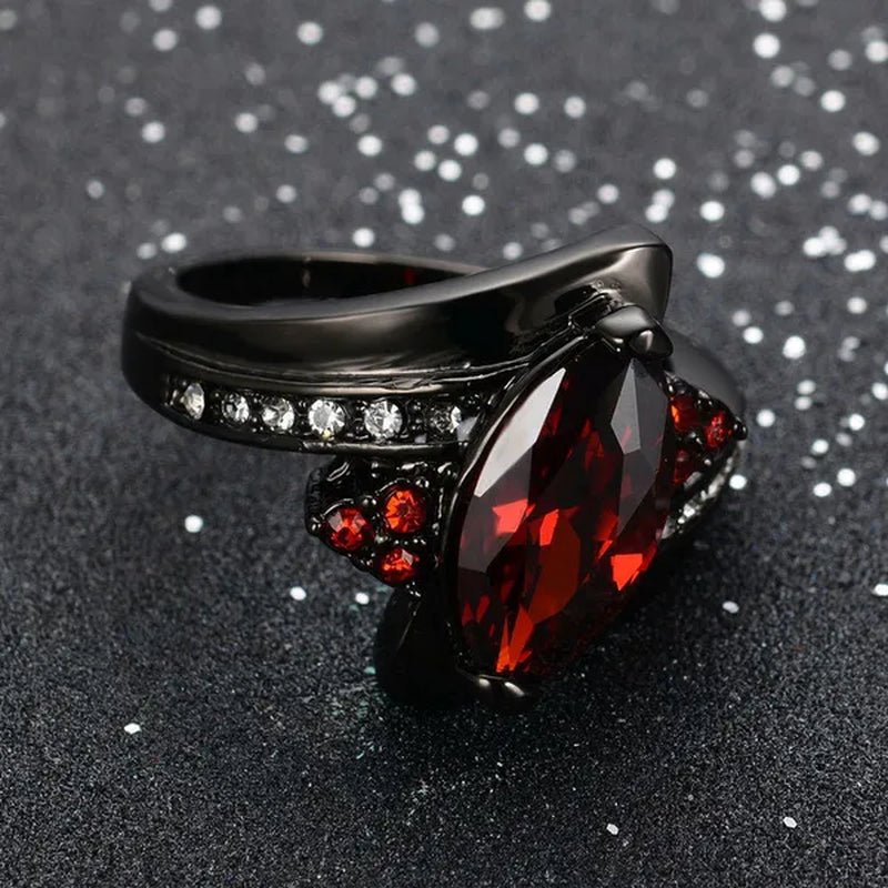 Women's Rings Size 6 - 10 Black Sapphire CZ 14K Black Golden Plated Wedding Ring (Choice Color and Size ) - WORLD TIME VISITS
