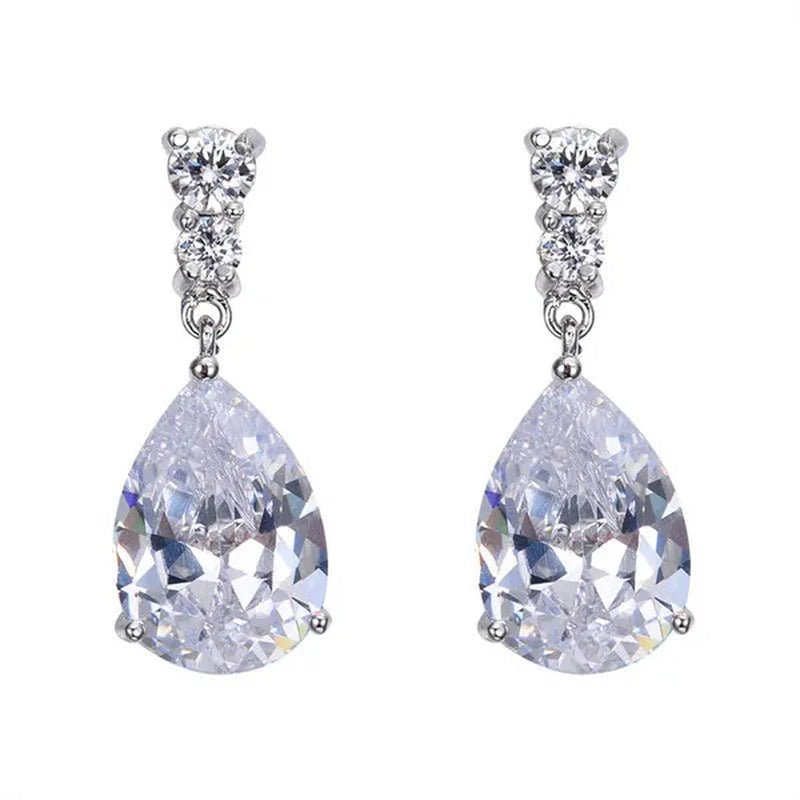 Women'S Teardrop Clear CZ Drop/Dangle Natural Gemstone Morganite Stud Drop Dangle Earrings 925 Sterling Silver Wedding Jewelry/Aquamarine/Topaz/Amethyst/Rubyemerald/Sapphire/Black&White Pink Gemstone - WORLD TIME VISITS