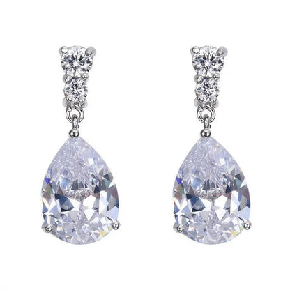 Women'S Teardrop Clear CZ Drop/Dangle Natural Gemstone Morganite Stud Drop Dangle Earrings 925 Sterling Silver Wedding Jewelry/Aquamarine/Topaz/Amethyst/Rubyemerald/Sapphire/Black&White Pink Gemstone - WORLD TIME VISITS