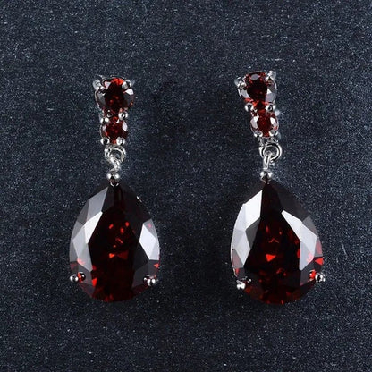 Women'S Teardrop Clear CZ Drop/Dangle Natural Gemstone Morganite Stud Drop Dangle Earrings 925 Sterling Silver Wedding Jewelry/Aquamarine/Topaz/Amethyst/Rubyemerald/Sapphire/Black&White Pink Gemstone - WORLD TIME VISITS